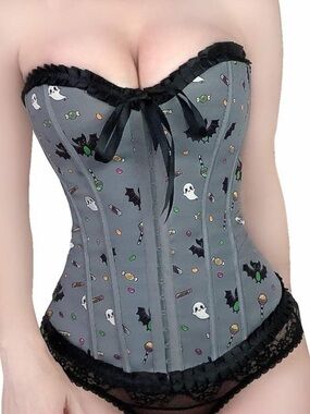 LittleForBig “Sugarbat”Halloween ghost black grey XL corset